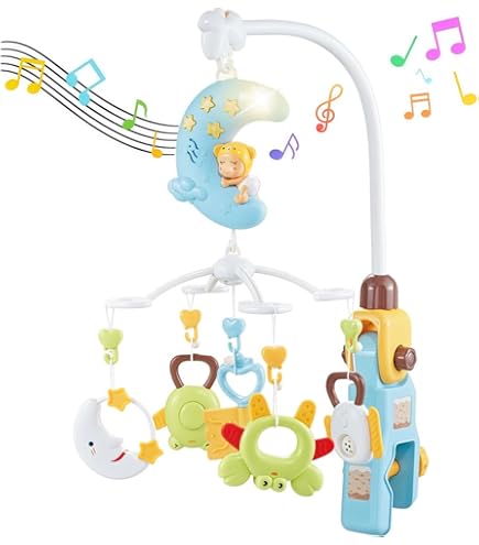 Amazon | ベッドメリー ベビーベッド用おもちゃ 0-1歳 360回転 音楽